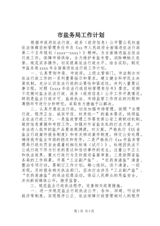 市盐务局工作计划 