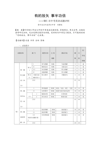 有的放矢事半功倍——铜仁市中考试题评析