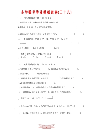 小学数学毕业模拟试卷(二十八)