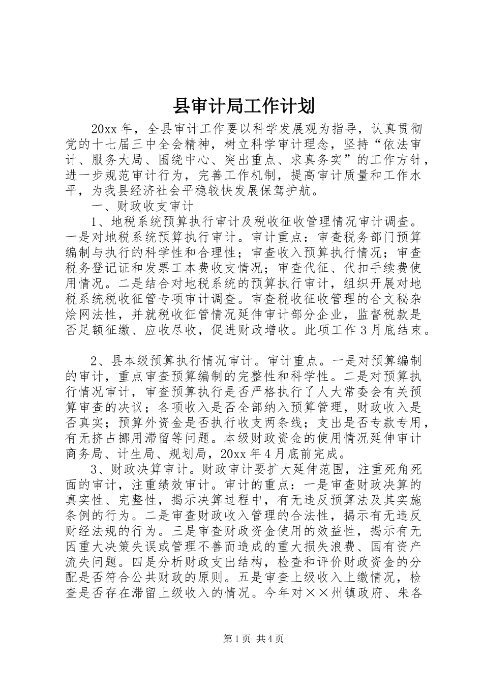 县审计局工作计划 _第1页