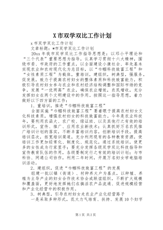 X市双学双比工作计划 