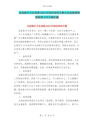 全县医疗卫生系统2024年岗位培训方案与全县夏季消防检查工作方案汇编