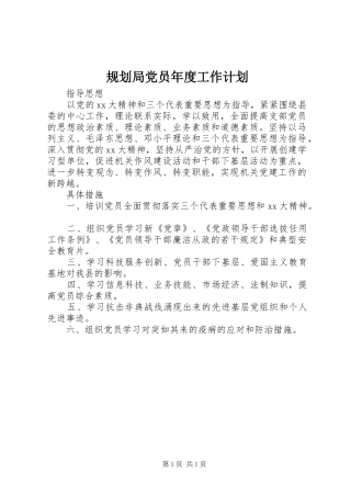 规划局党员年度工作计划 