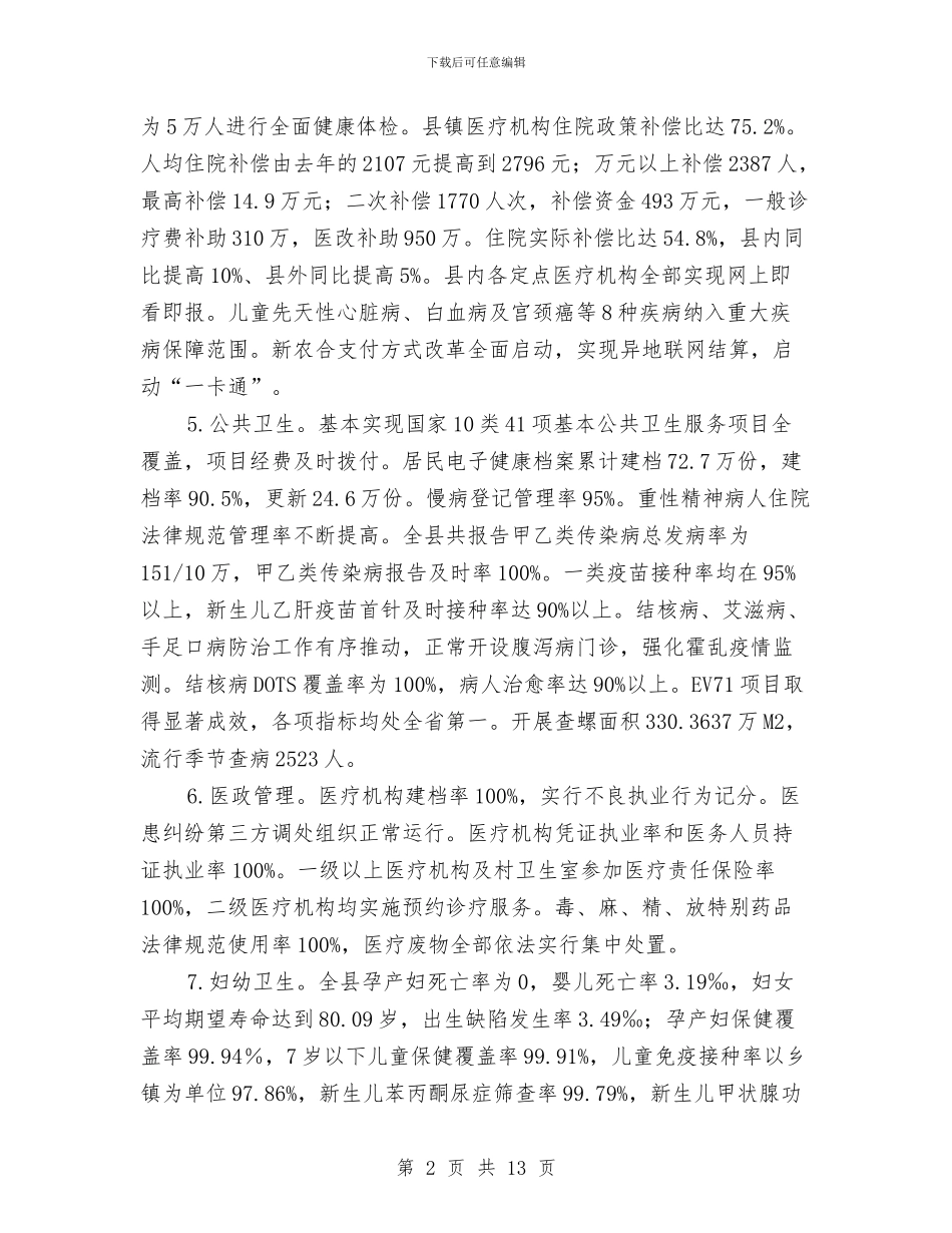 全县卫生工作总结与全县卫生系统2024年双拥工作总结汇编_第2页