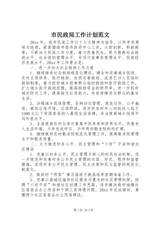 市民政局工作计划范文 