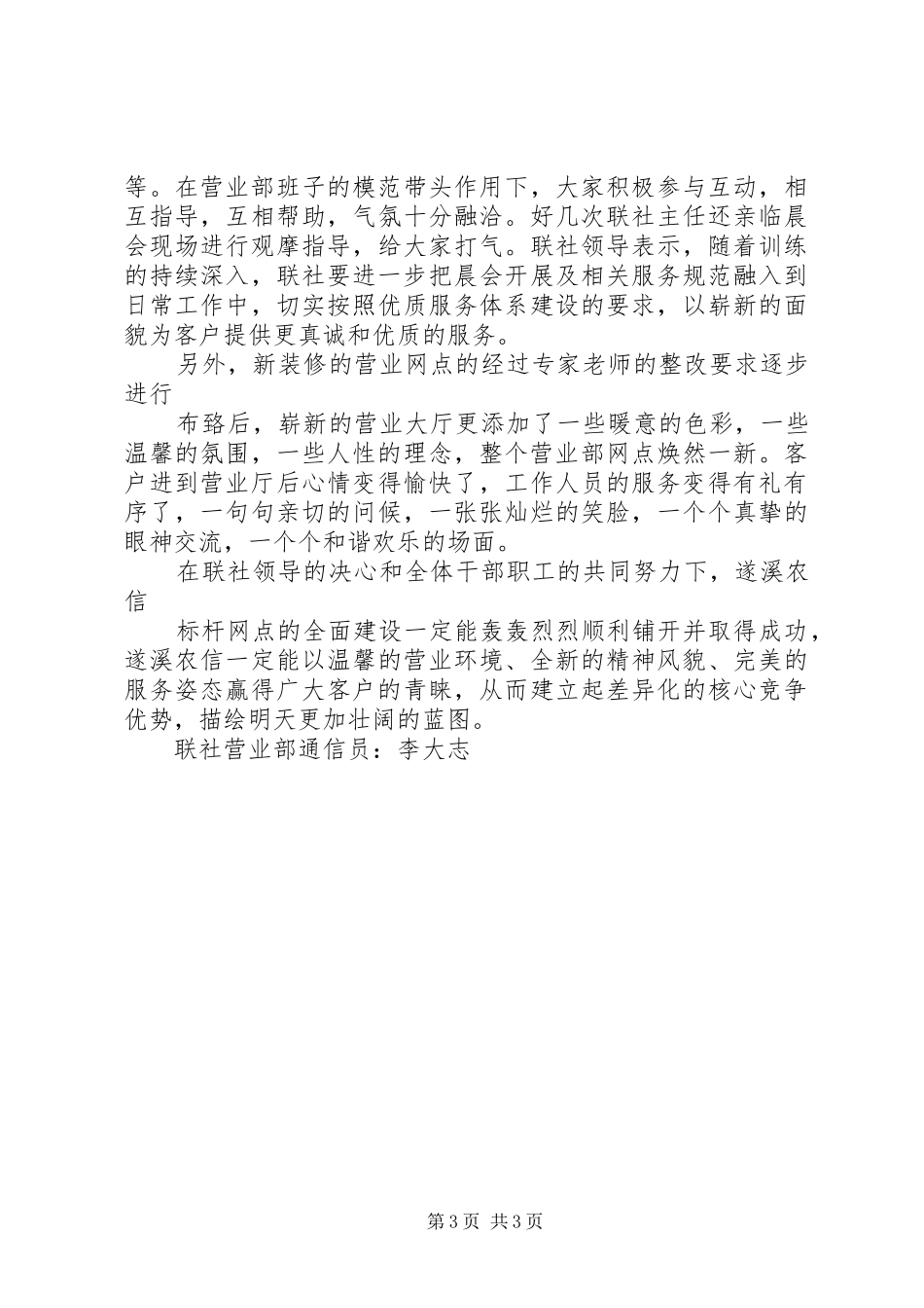 标杆网点零售主管行长工作计划 _第3页