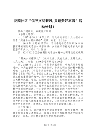 花园社区“倡导文明新风,共建美好家园”活动计划1 