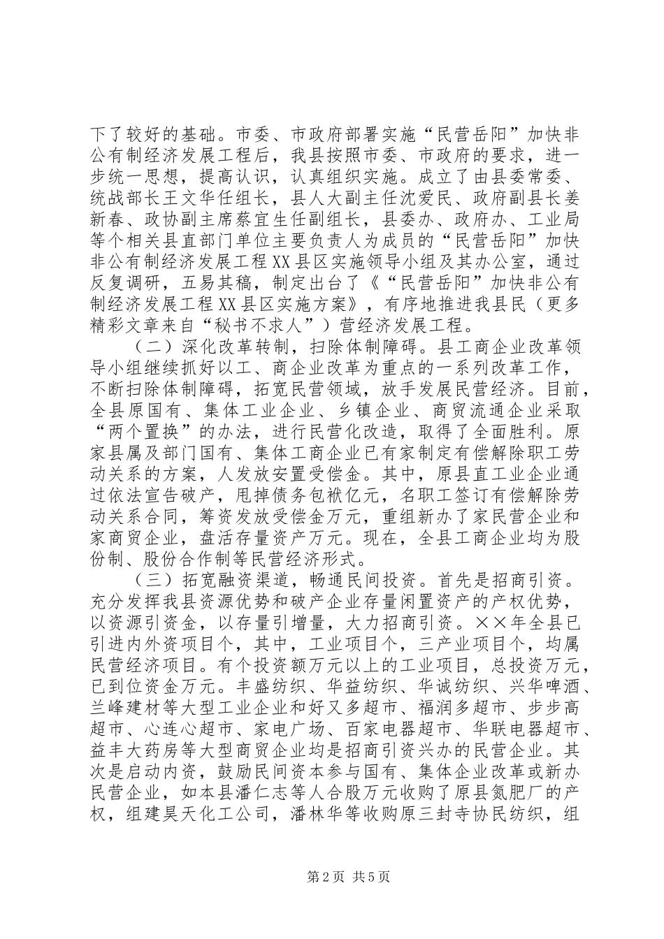 ×县年民营工作总结及年工作规划 _第2页