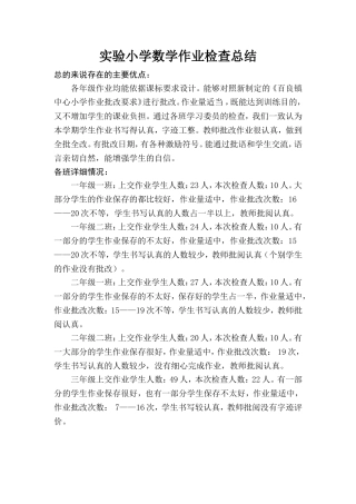 数学组作业检查总结