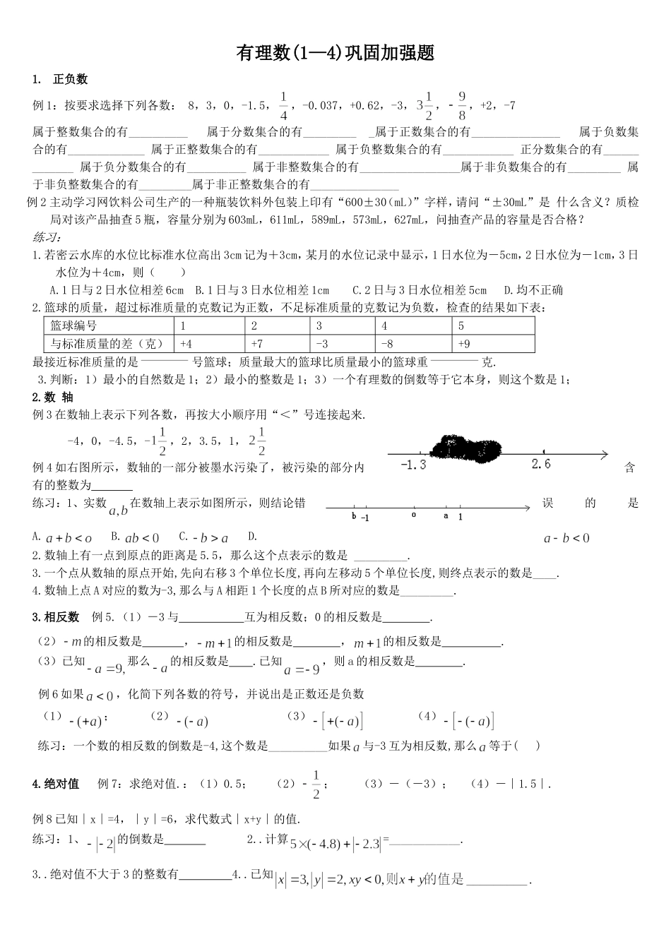 初一数学《有理数》经典习题_第1页