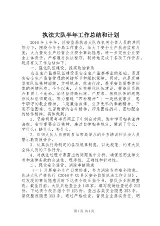 执法大队半年工作总结和计划 