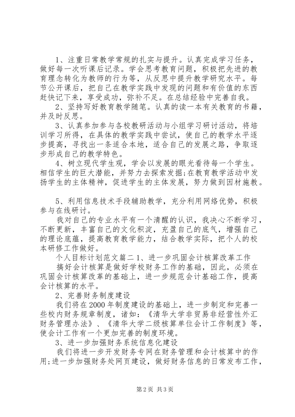 20XX年个人目标计划范文 _第2页