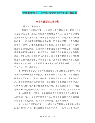 全县审计项目工作计划与全县审计项目打算汇编