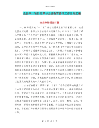 全县审计项目打算与全县教育督导工作计划汇编