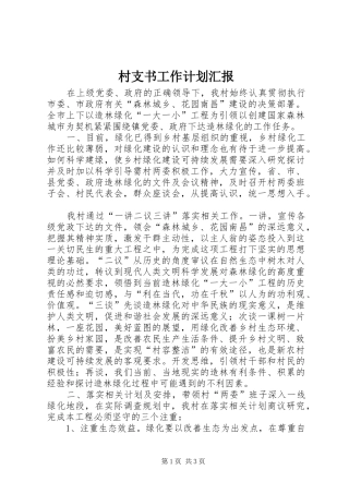 村支书工作计划汇报 