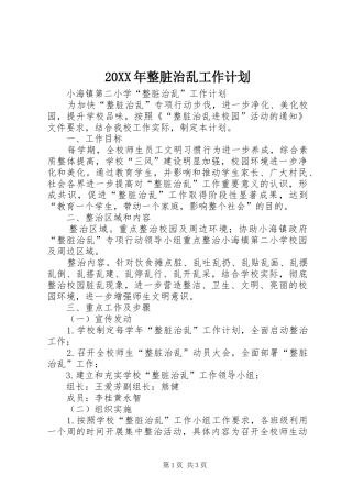 20XX年整脏治乱工作计划 (3)