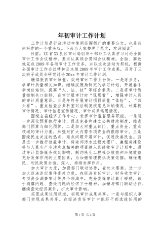 年初审计工作计划 