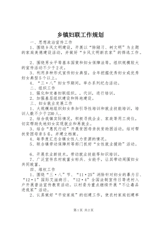 乡镇妇联工作规划 