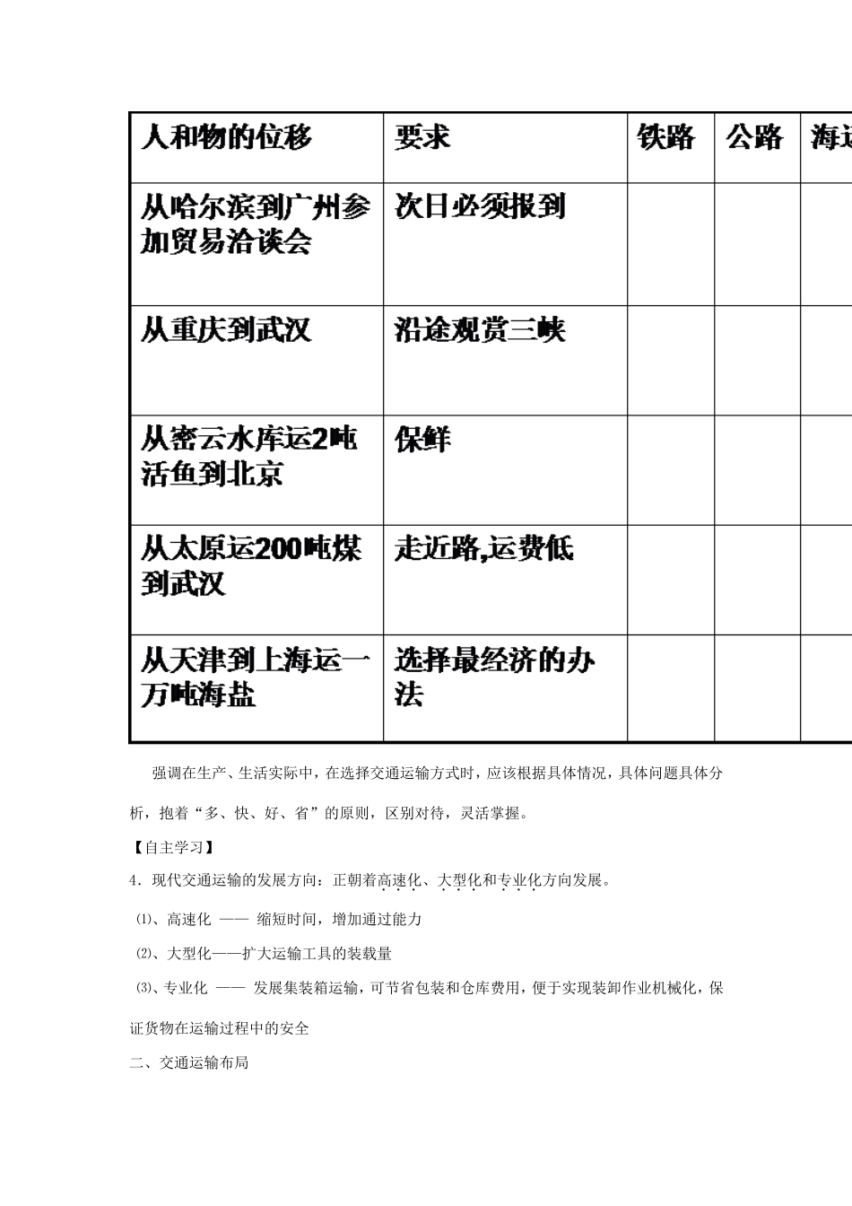 交通运输方式和布局导学案_第3页