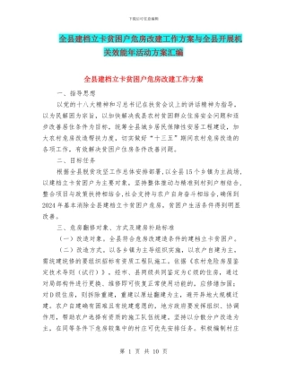 全县建档立卡贫困户危房改建工作方案与全县开展机关效能年活动方案汇编