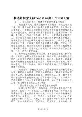 精选最新党支部书记XX年度工作计划2篇