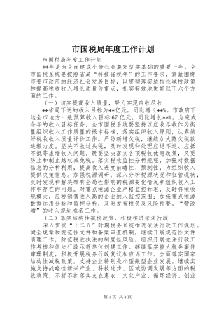 市国税局年度工作计划 
