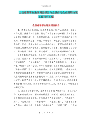 全县慈善事业发展调查报告与全县排污企业限期治理工作报告汇编