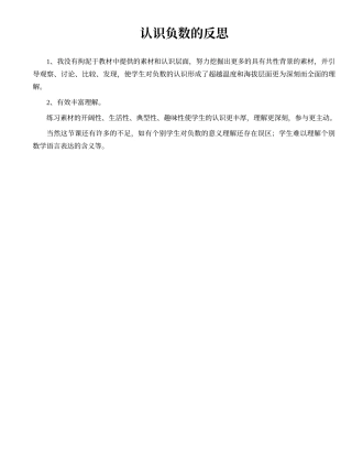 认识负数的反思