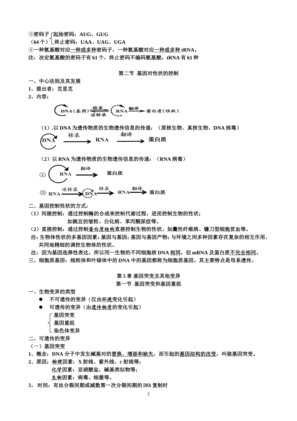 高二生物必修二4、5、6、7章知识点_第2页