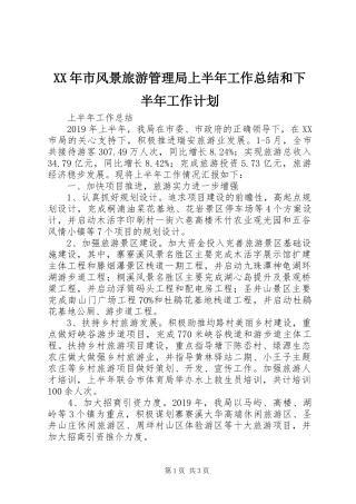 XX年市风景旅游管理局上半年工作总结和下半年工作计划 