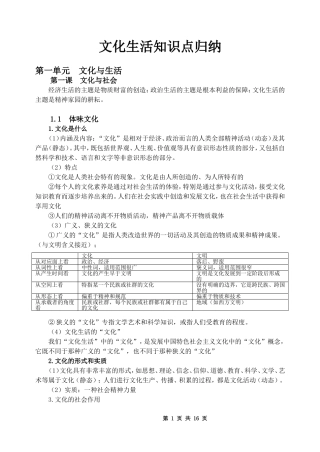 文化生活知识点归纳