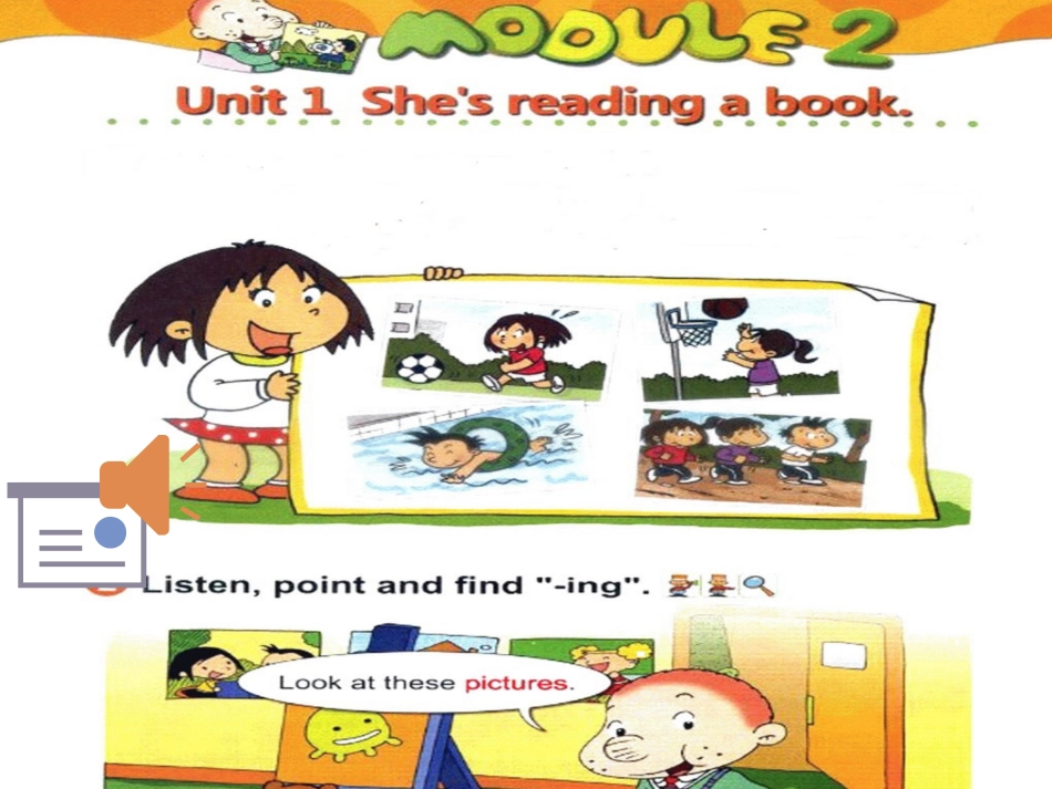 外研版四年级上册Module2Unit1She’sreadingabook课件_第3页
