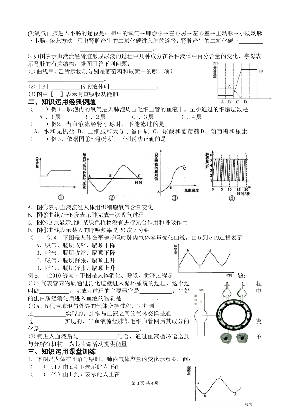 初二生物冲A班第7讲人体的呼吸和体内废物的排出_第3页