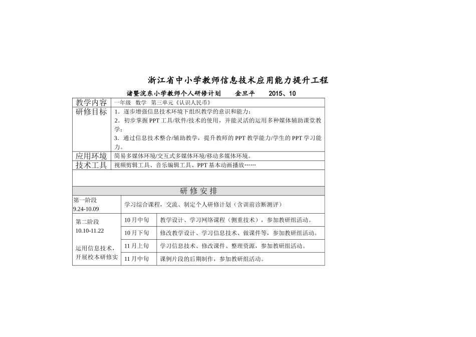 浙江省中小学教师信息技术应用能力提升工程计划_第1页