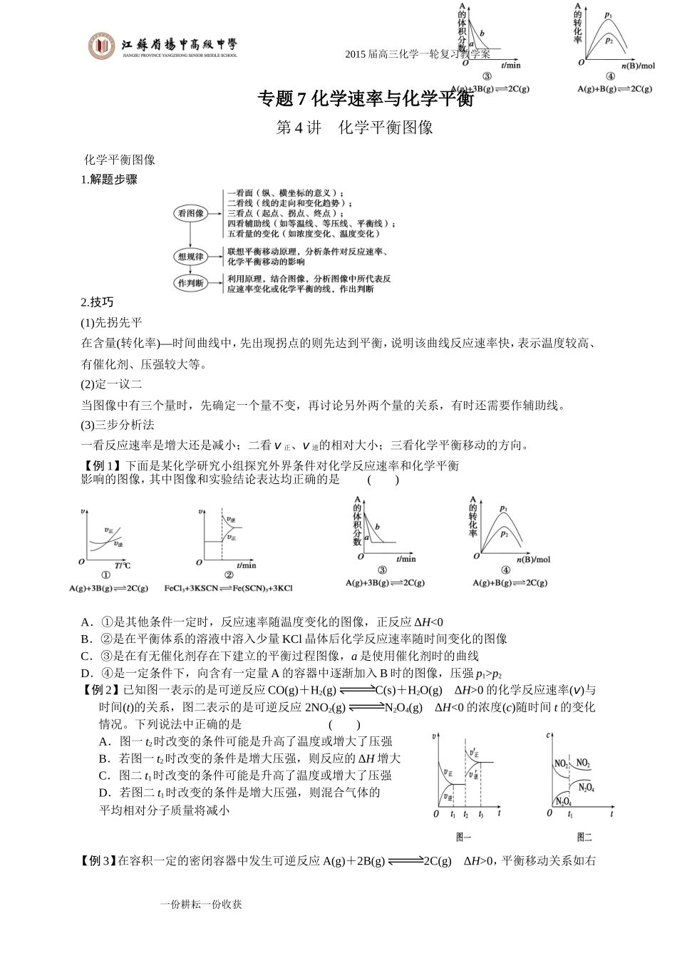 专题7第4讲化学平衡图像_第1页
