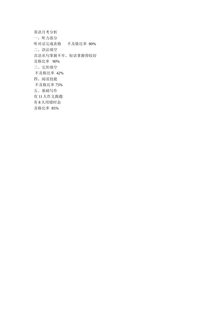 英语月考分析_第1页