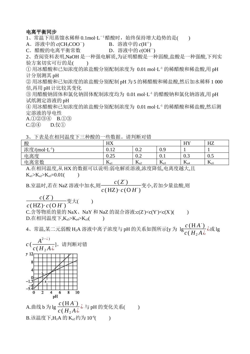 电离平衡—做题班_第1页
