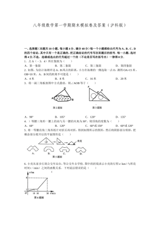 2013—2014学年度安徽省宣城市孙埠中学八年级数学第一学期期末模拟卷及答案（沪科版）