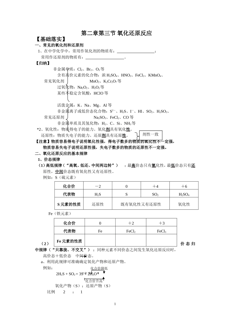 氧化还原反应（第三课时）导学案_第1页