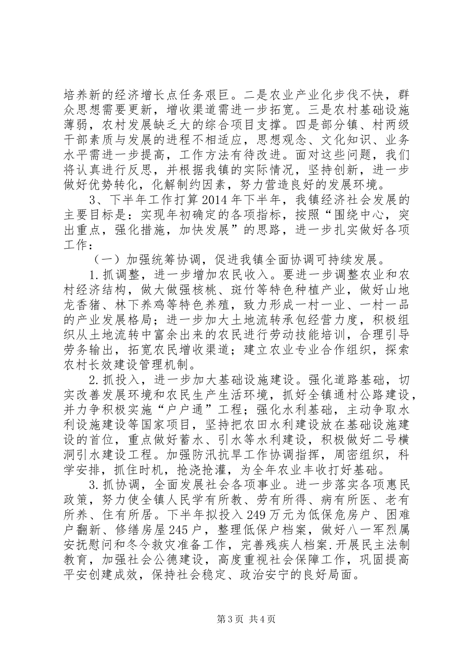 镇政府20XX年上半年工作总结及下半年工作计划_第3页