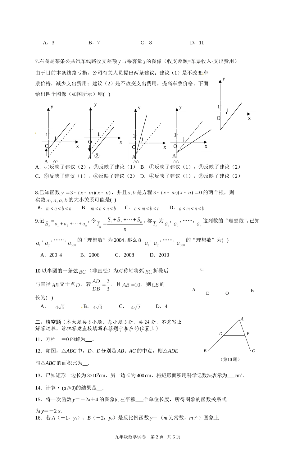 2015年数学模拟试卷（5）_第2页