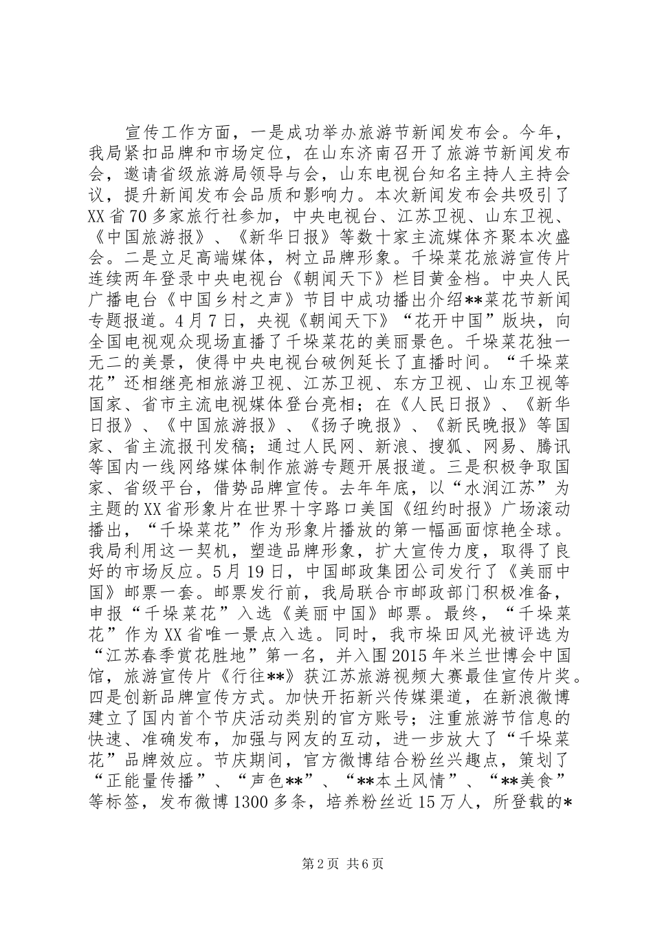 旅游局年度工作总结及计划 _第2页