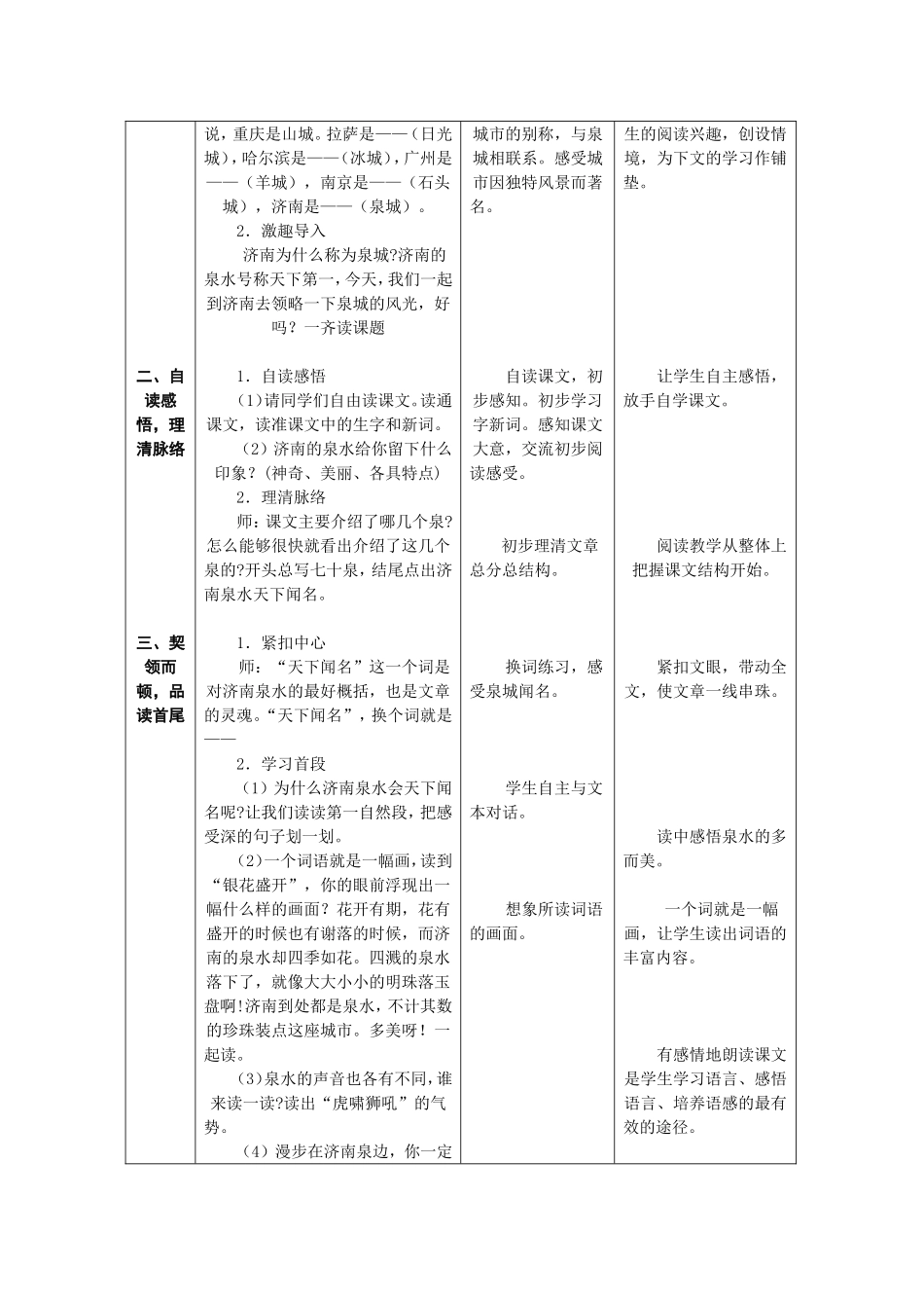 4上9《泉城》第一课时课案_第2页