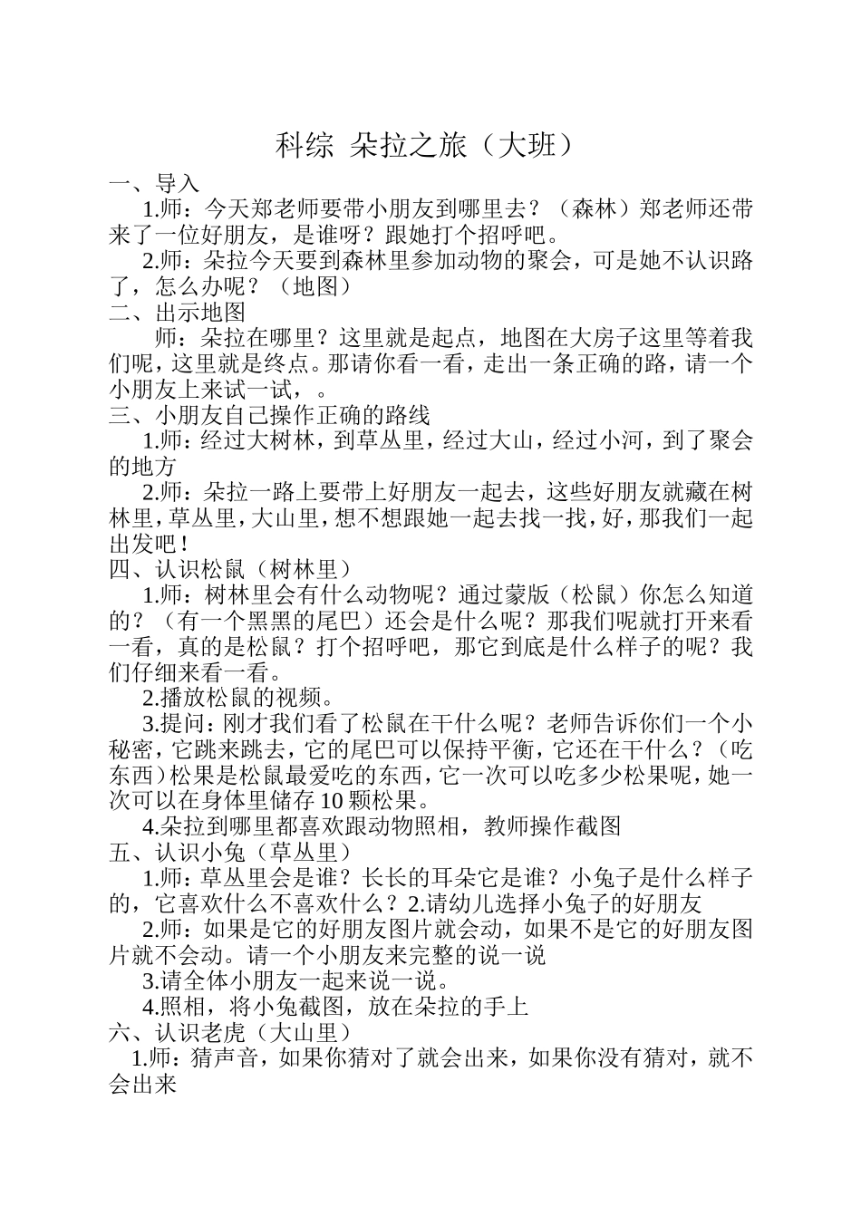 大班科综《朵拉之旅》_第1页
