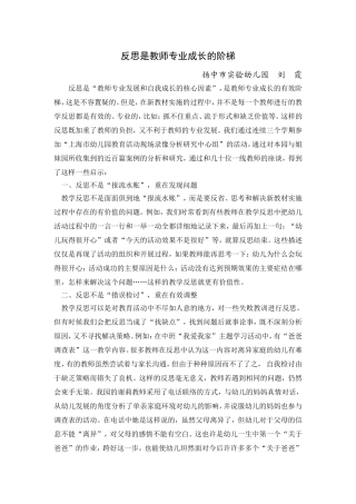 反思是教师专业成长的阶梯