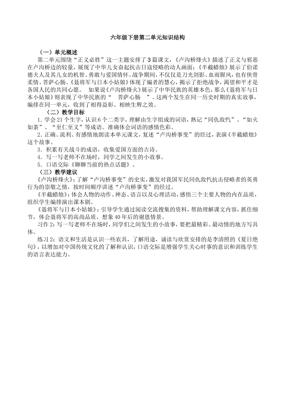 六年级下册第二单元知识结构图-(2)_第1页