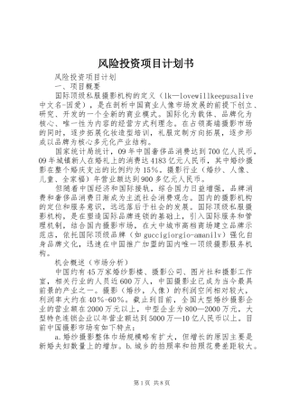 风险投资项目计划书 