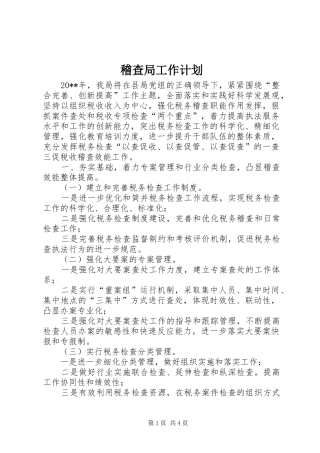 稽查局工作计划 