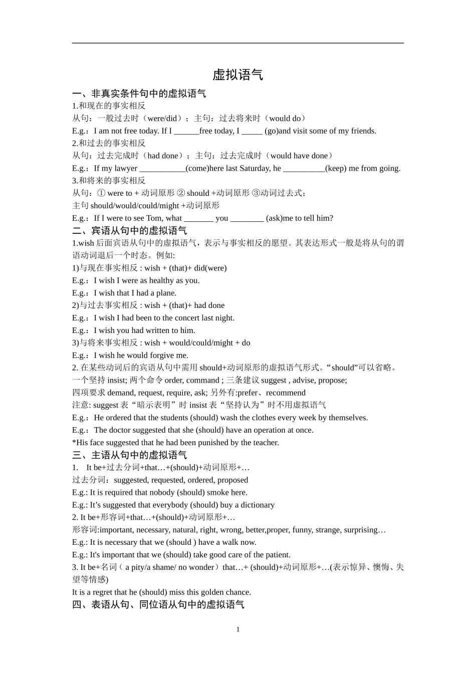 高考英语语法讲解——虚拟语气_第1页