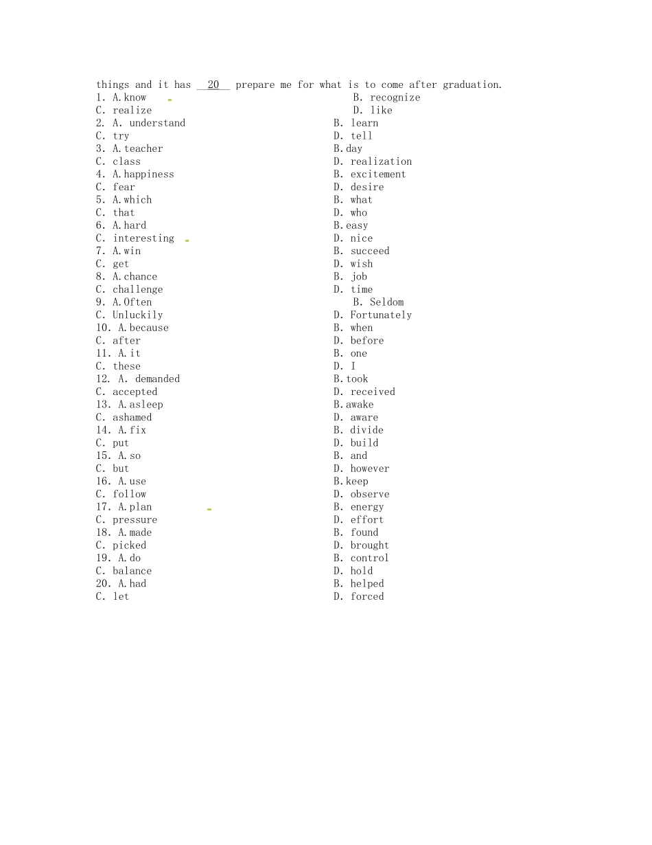 高考英语单项选择和完形填空专题训练_第3页